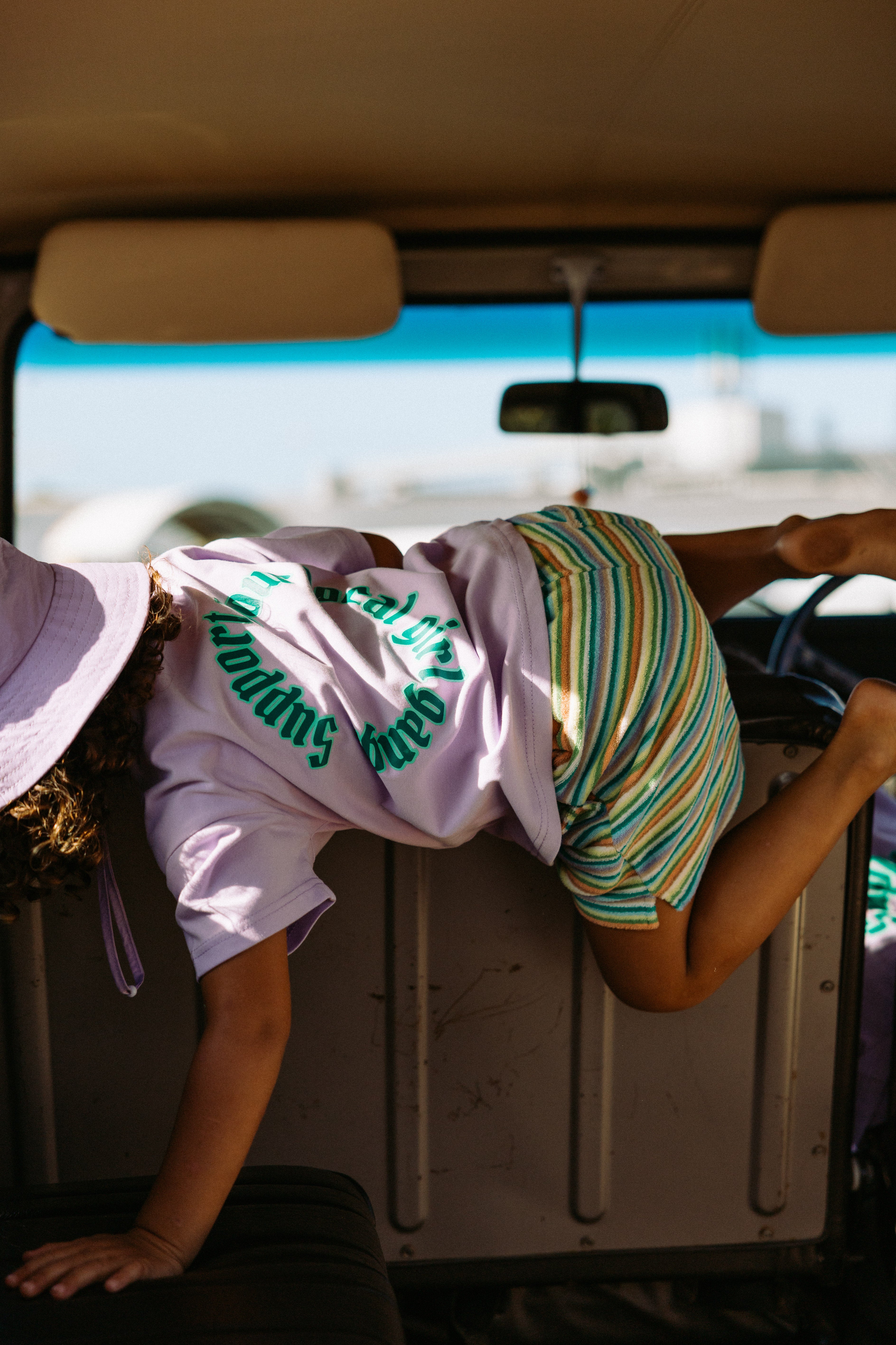 Pine Lime Stripe Terry Shorts- Kids